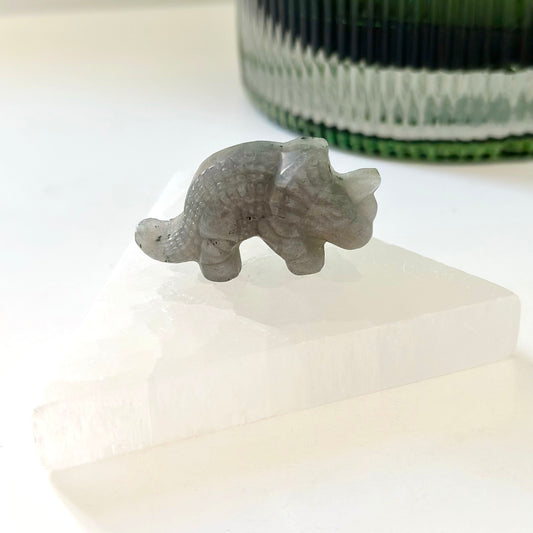 Labradorite Triceratops Dinosaur Carving