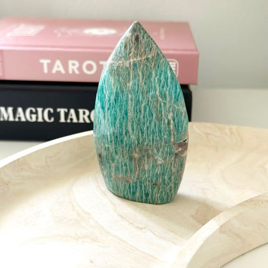 Amazonite with Smoky Quartz Flame