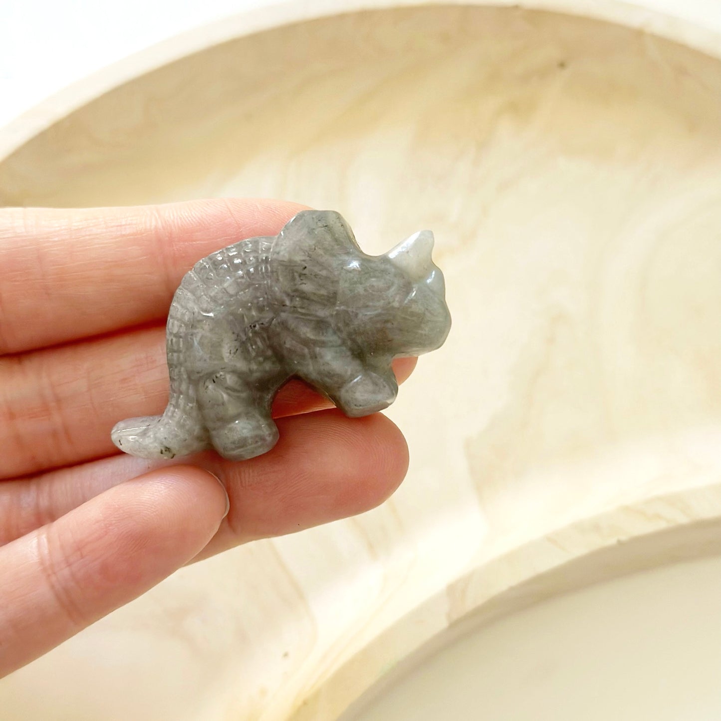 Labradorite Triceratops Dinosaur Carving