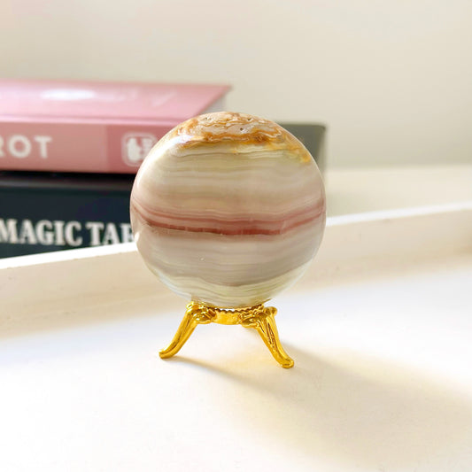 Pink Banded Calcite Sphere - 178g